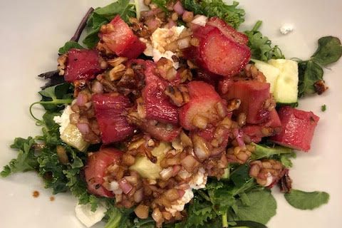 Rhubarb, Pecan and Goat Cheese Salad