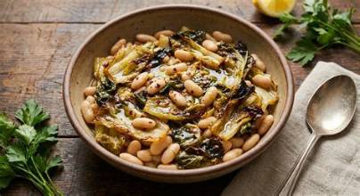 Braised White Beans and Escarole with Parmesan