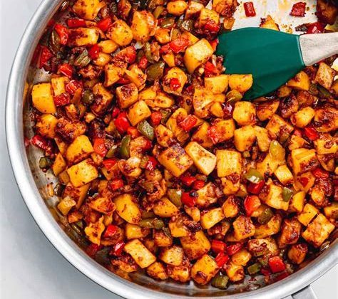 Potato Hash with Peppers and Onions