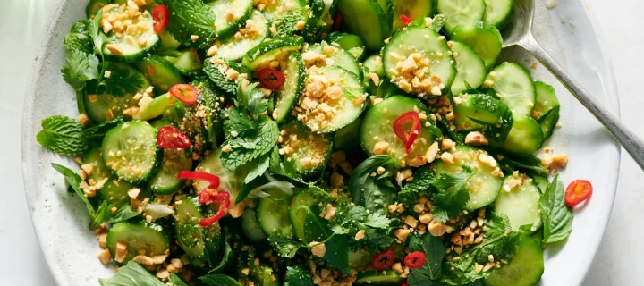 Spicy Cucumbers With Mint, Scallions and Crushed Peanuts 